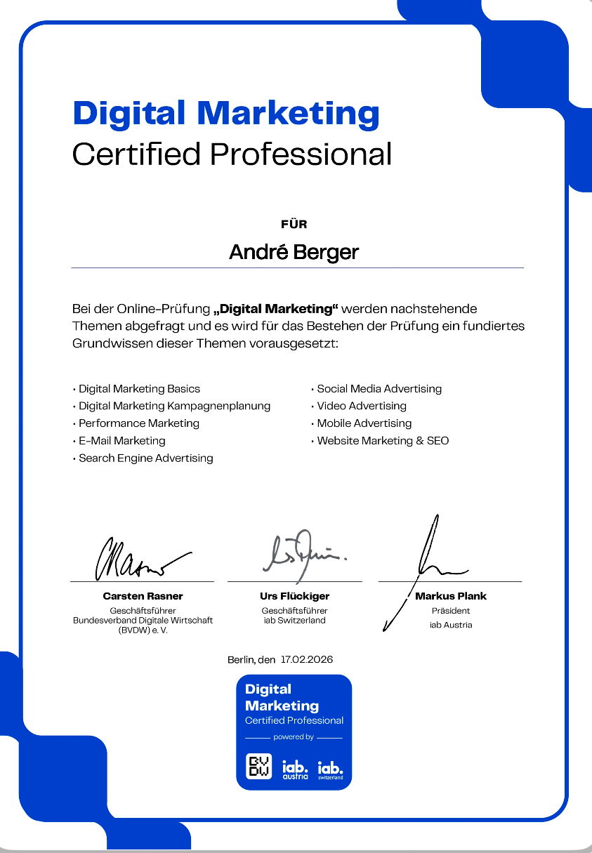 Digital Marketing Certified Professional — BVDW / iab